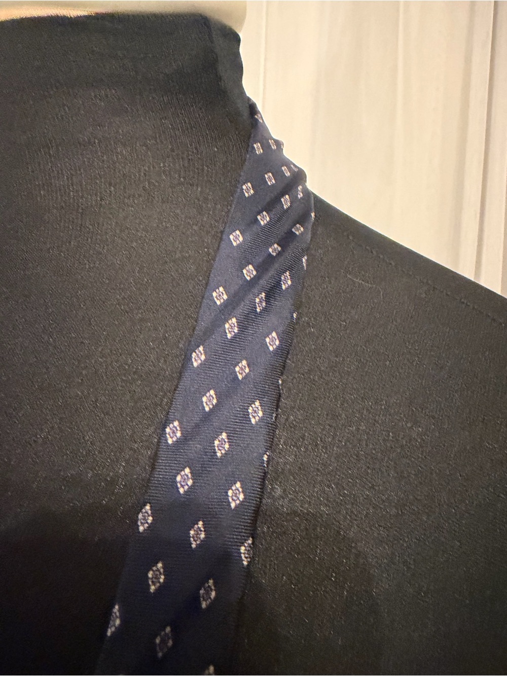 Bert Pulitzer 100% Silk Navy Blue Geometric Foulard Necktie Vintage Preppy - Picture 5 of 16